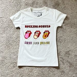 Vintage 70s Primal Engine Rolling Stones White Tee shirt | Love & Peace Size M